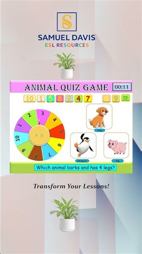 Animal Quiz Game. ESL Lesson for Beginners