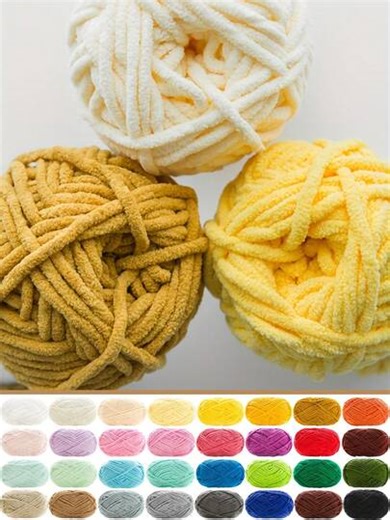 1/2pcs Velvet Soft Yarn, 50g/Pc, 60m/Pc, Handmade DIY Knitting Medium Chunky Yarn Popsicle Yarn, Bulky Polyester Soft Knitting Yarn, Suitable For DIY Crafts, Suitable For Knitting And Crocheting Scarves, Hats, Shoes, Bags, Cushions, Dolls, Blankets, Slippers, Handicraft Crochet Projects, Small Gifts, And More, Available In Multiple Colors, Multicolor Yarn | Polyester Yarn | Crochet Yarn | Crafting Yarn | Vibrant Yarn Balls | Versatile Crafting Material, Knitting Accessories And Supplies | SHEIN