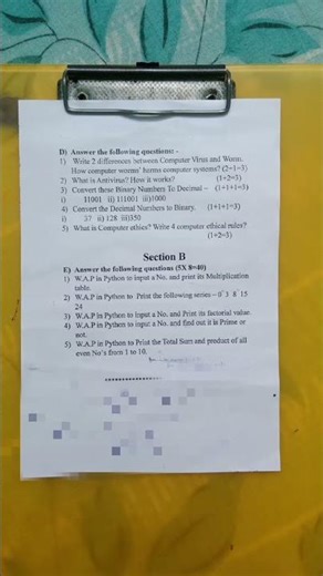 ICSE board class 7 Computer Half Yearly exam question paper #2025-26 #computer #halfyearly #exam