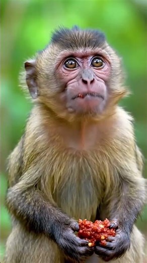 #monkey #eating chilli chutney hand banana#crying
