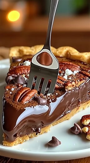 🍫🥧 Texas Chocolate Pecan Pie – The Ultimate Southern Indulgence! 🥧🍫 Dive into the perfect blend of crunchy pecans, rich chocolate, and gooey, buttery filling wrapped in a flaky pie crust. Whether it’s the holidays or any special occasion, this pie brings Southern comfort and decadence to your table with every irresistible bite! 🍁✨ Ingredients 1 pie crust (store-bought or homemade) 1 cup corn syrup 1 cup granulated sugar ½ cup packed brown sugar 4 large eggs ¼ cup unsalted butter, melted 1 t