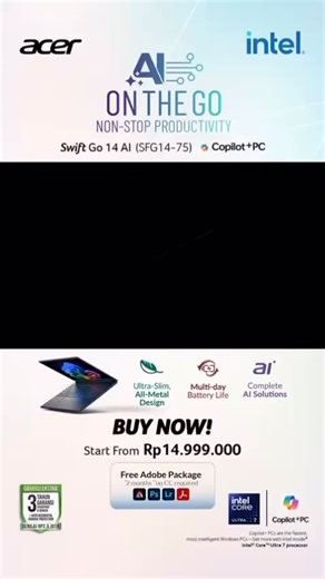 NHD on Instagram: "🔥 Berjuang Dengan Semangat #FightForHonor Di Game, Di Hidup, dan Di Setiap Tantangan. Kadang kita lupa, perjuangan bukan cuma soal menang di arena game. Tapi juga tentang bagaimana lo bertahan di dunia nyata di tengah deadline, target, dan ide-ide besar yang harus diwujudkan. ⚔️💼 Di sinilah Acer Swift Go 14 & 16 AI hadir bukan sekadar laptop, tapi partner tempur yang siap bantu lo menembus batas performa. 💻⚡ 💡 Didukung prosesor Intel® Core™ Ultr
