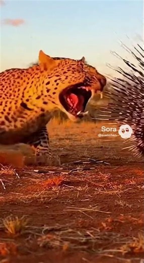 Cartoon-Level Chaos! Porcupine’s Spike Burst Makes Leopard Leap Back