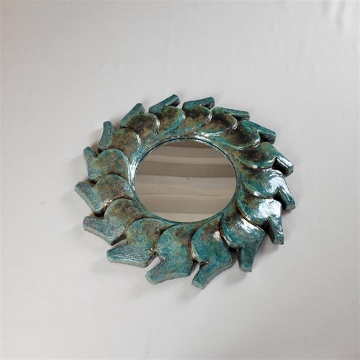 Turquoise Raku Ceramic Mirror - Solar Totem Wall Sculpure - Etsy