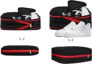 Compression Packing Cubes for Suitcases and Backpacks, Double Sided Clean Dirty Separate Large Capacity Cube Organizer for Travel (Black 4-Piece (2×9L+2×15L))