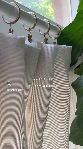 EASY curtain upgrade in minutes!! I was really over these grommet curtains, so I purchased these @ikea curtain rings for $10 a pack and simply folded over the top portion of the curtain and clipped these new rings on! Voila! Took me ten minutes as well! Win win . What do you guys think??? Ps. You’ll need extra length in order to do this as well as a thicker curtain. Otherwise you’ll see the fold at the top! #windowtreatments curtain #diyhomedecor #easydiy #transformation #beforeandafter #curtain