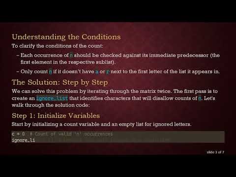 Efficiently Counting Elements in a Matrix: n with Conditions
