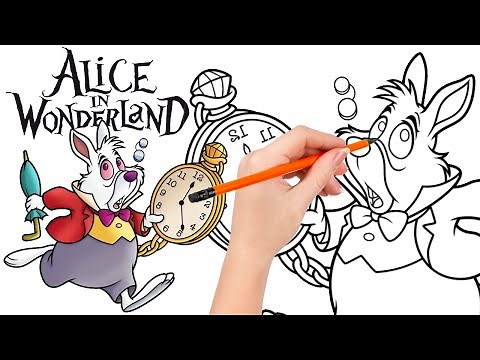 How to draw - The White Rabbit is late - Alice in Wonderland