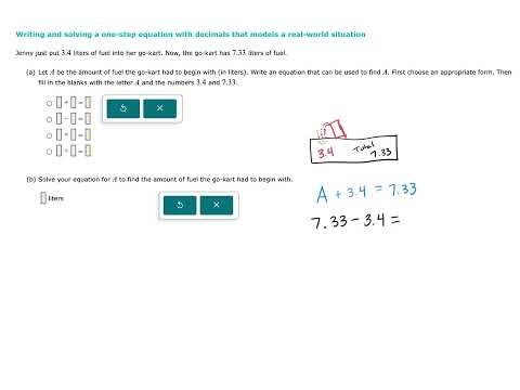 Writing and solving a one-step equation with decimals that models a real-world situ (ALEKS examples)