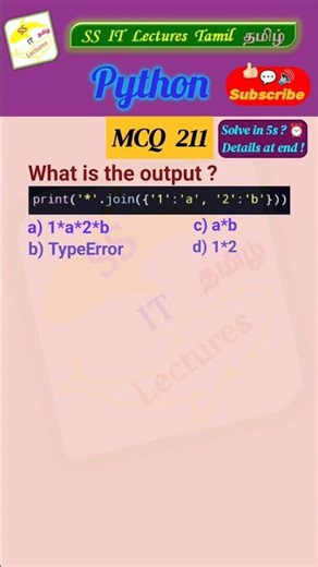 Python MCQ 211 - Quiz, Test Your Skills #python #pythonprogramming#pythoninterview #shorts #trending