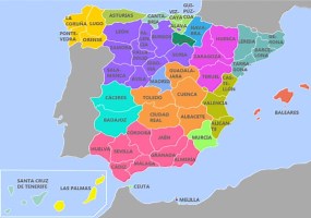 Seis provincias de España en el mapa