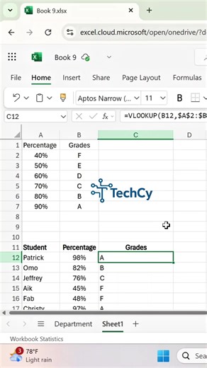 How to make Vlookup do the work in Excel #creatorsearchinsights #exceltip #exceltips #learnontiktok #dataanalyst #dataanalytics #Edutok #vlookup #foryoupage #fyp #dataanalysis #tutorial #beginner #education #TechCy