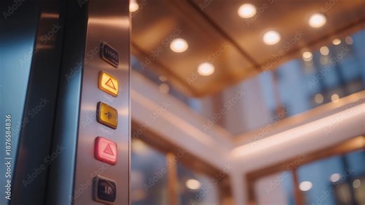 Close-up of a malfunctioning elevator panel, unresponsive buttons and warning lights expressing breakdown, reliability issues, and the need for repair in public buildings. cinematic color