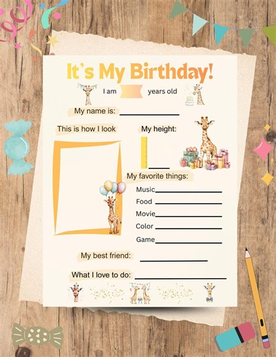 Birthday Interview With Bonus Birthday Countdown, Printable for Kids | Kids Birthday Keepsake | Includes Ink-friendly Version, - Etsy Canada
