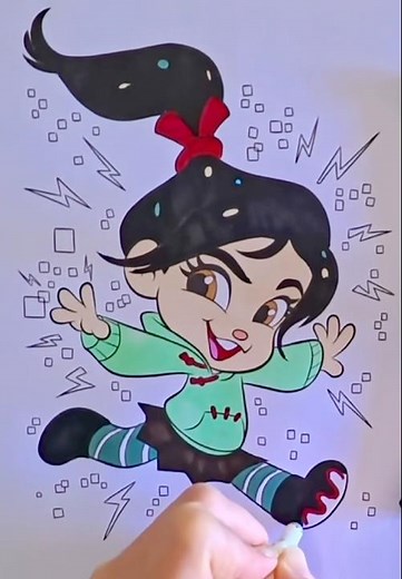 Satisfying Vanellope coloring timelapse 🎨✨ #coloring #vanellope #disneyart