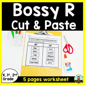 R Controlled Vowels Cut and Paste Worksheets | Bossy R Practice