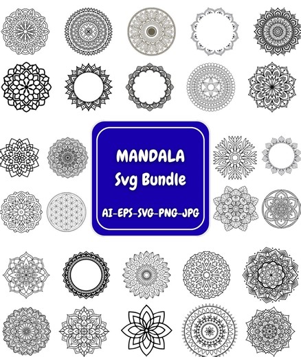 Mandala Svg Png Bundle, Mandala Flower Svg, Elegant Mandala Svg, Mandala Design Svg, Silhouette Mandala SVG Bundle, Ornamental Floral Shape - Etsy