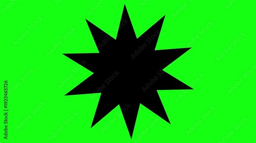 Black Sharp Star Rotation Animation on Green Screen – Spinning Burst Loop