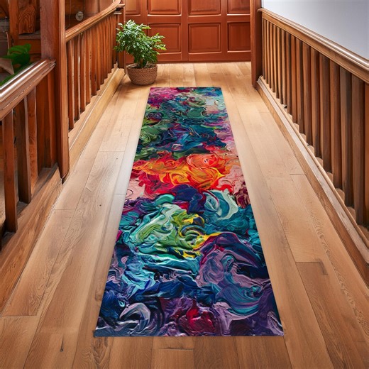 Colorful Runner Design Rug, Abstract Runner Rug, Colorful Rug, Corridor Rug, Hallway Rug , Washable and Non Slip Rug - Etsy