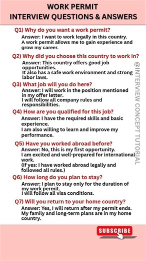 Work Permit Interview Questions & Smart Answers 💼 || #shortsfeed