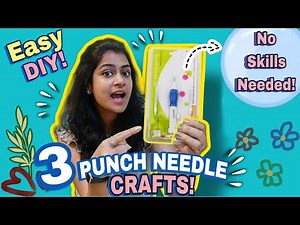 "3 Easy Punch Needle Crafts - Door Mats, Coasters, Keychains for BEGINNERS!"🤩