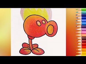 How to Draw Fire Peashooter | Plants vs Zombies 2