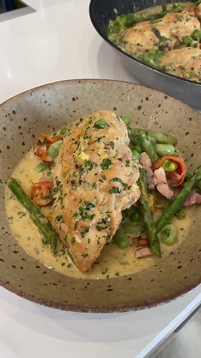 Creamy Chicken with Spring Vegetables Recipe