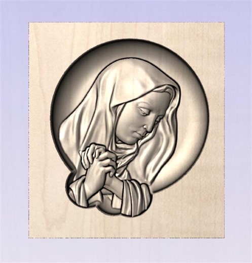 Virgin Mary 3D CNC Router File, Religious Relief STL for Wood Carving, Praying Madonna Digital Download, Vectric Aspire Artcam Vcarve - Etsy