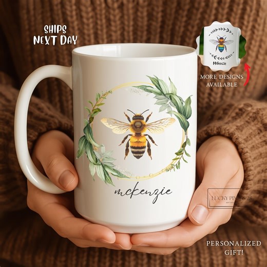 Bee Cup Personalized, Bee Mug Personalized, Bee Gifts, Bee Coffee Mug 11oz & 15oz, Bee Gifts for Women, Bee Coffee Cup, Bee Lover Gifts - Etsy