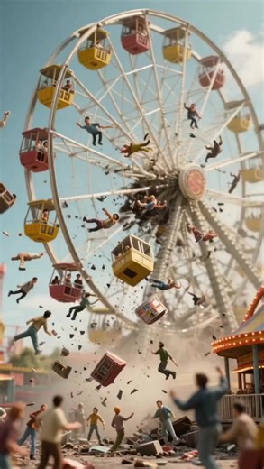 Ferris Wheel Collapse at Colorful Theme Park