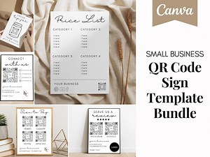 Qr Code Sign Template Bundle, Small Business Templates, Scan to Pay Sign, Social Media Sign, Custom Qr Code Sign, Price List Template - Etsy