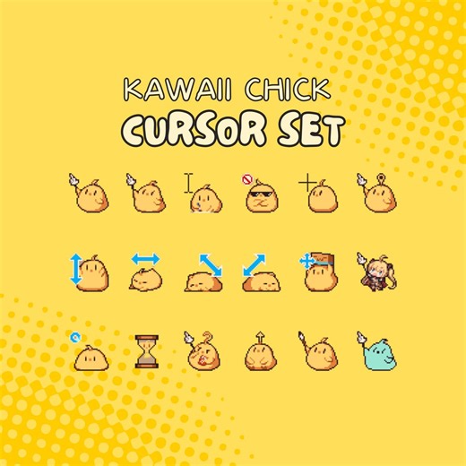 Kawaii-Cursor-Paket mit gelbem Küken: Individuelle Maus für Windows, ästhetisches Computer-Symbol, niedliche Pixel-Art-Desktop-Dekoration - Etsy.de