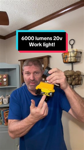 6000 lumens LED 20 volt work light works with yellow tool batteries! Red tool compatible option also available! #tiktokshopjumpstartsale #ledworklight #worklight #cooltools