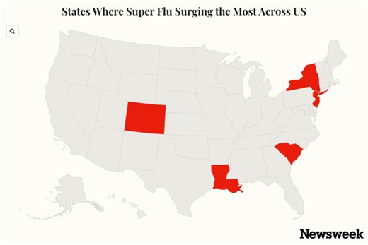 Map Shows States Where Super Flu Surging the Most Across US