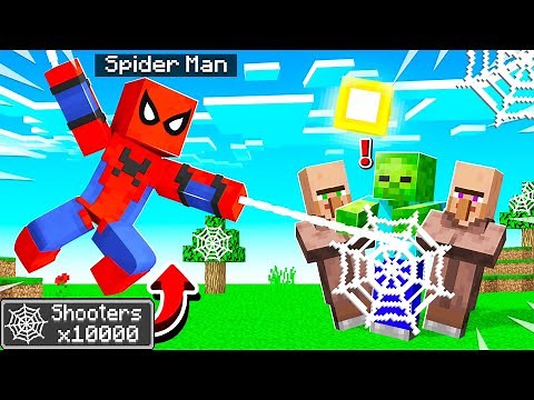 Playing MINECRAFT As SPIDER MAN! (web shooters)