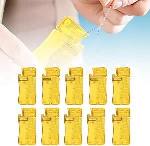 10PCS Automatic Needle Threaders for Hand Sewing, Simple Needle Threader Easy Needle Threader Tool Self-Thread Guide Plastic Sewing Accessories Threader for Hand Stitching, Sewing Machine (Yellow)
