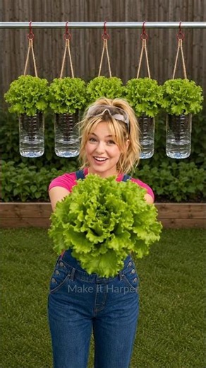 Turn a Plastic Bottle Into a Self-Watering Lettuce Planter | Easy DIY Hanging Garden #diyshorts