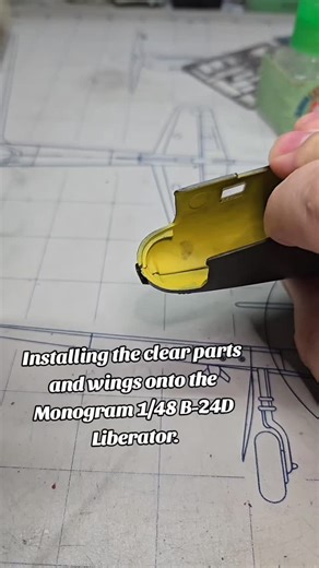 Bradford on Instagram: "Installing the clear parts and wings onto the Monogram 1/48 B-24D Liberator. #oldschoolkitgb #monogram #revell #b24 #b24liberator #airplane #airforce #warbird #aviation #hobby #scalemodel #scalemodels #scalemodeler #modelkits #modelkit #modelkitbuild #plasticmodel #satisfying #satisfyingvideo"