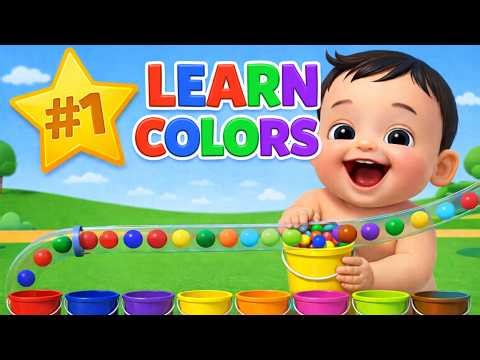 Colorful Balls Jumping into Buckets! 🔴 Learn Colors for Kids & Toddlers | 3D Animation by PoppyLoo