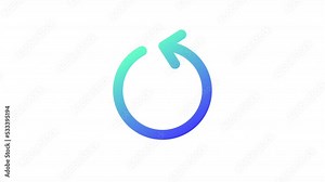 Animated restart gradient ui icon. Rotate to left. Repeat media. Seamless loop 4k video with alpha channel on transparent background. Line color user interface symbol motion graphic animation Stock Video