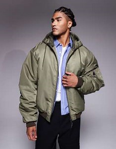 ASOS DESIGN oversized bomber jacket in green | ASOS