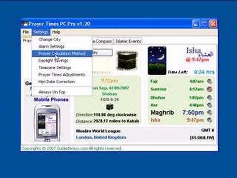 Prayer Times, Azan (Athan) and Qibla for PCs, Mac OS, Linux