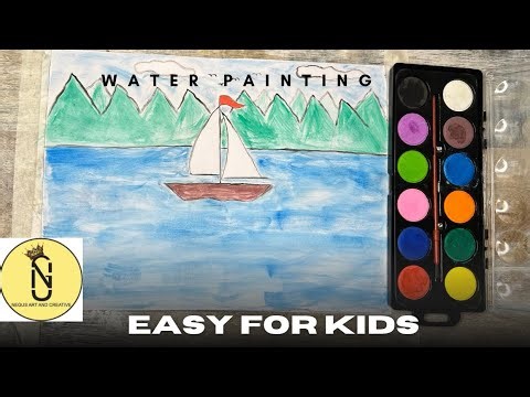 Easy Water Painting for Kids – Boat, River & Mountain Scene!