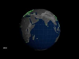 50 Years of Harmful Algal Blooms: Rotating Globe Unwraps to Robinson Projection