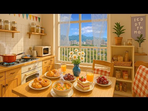 🌥️🍋Peaceful Spring Kitchen 🎶 Sound of Cooking & Baking and Songbirds next to the Peaceful Balcony
