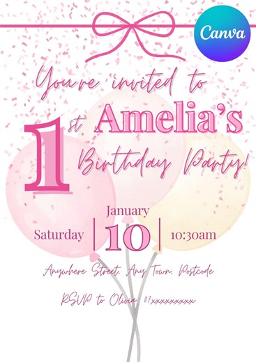 Party Invitations | Editable | Canva Template | A5 Size - Etsy