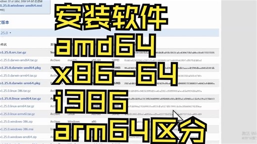安装软件amd64 x86-64 i386或arm64区分