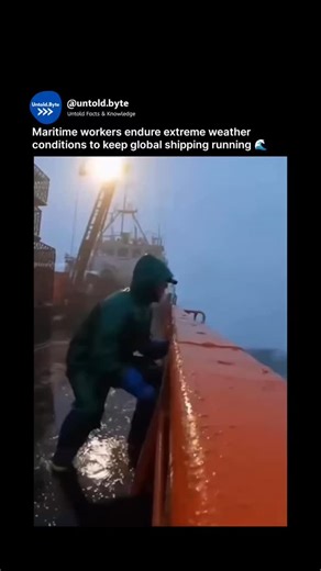 Untold Facts & Knowledge on Instagram: "Out at sea, some jobs come with conditions that most people will never experience in their lifetime. 🚢 Workers often stand exposed on a ship’s deck as powerful waves crash over them, soaking them repeatedly while the vessel moves through rough water. 🌊 It is an uncomfortable, exhausting, and demanding environment far from the controlled offices most people work in. ⚓ Keeping ships running safely means enduring constant wind, cold, and saltwater spray wit