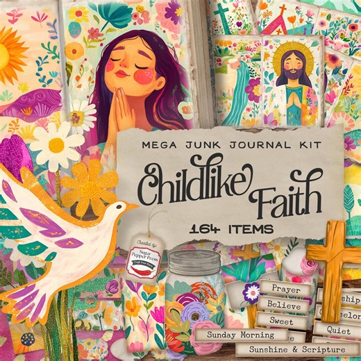 Jesus Junk Journal Mega Kit, Christian Scripture Bright Bible Ephemera SP058 - Etsy