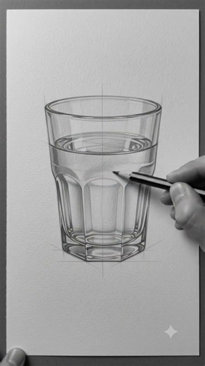 Drawing A Glass Of Water 💧 Realistic Pencil Tutorial With Soft Shading (2026) #drawing